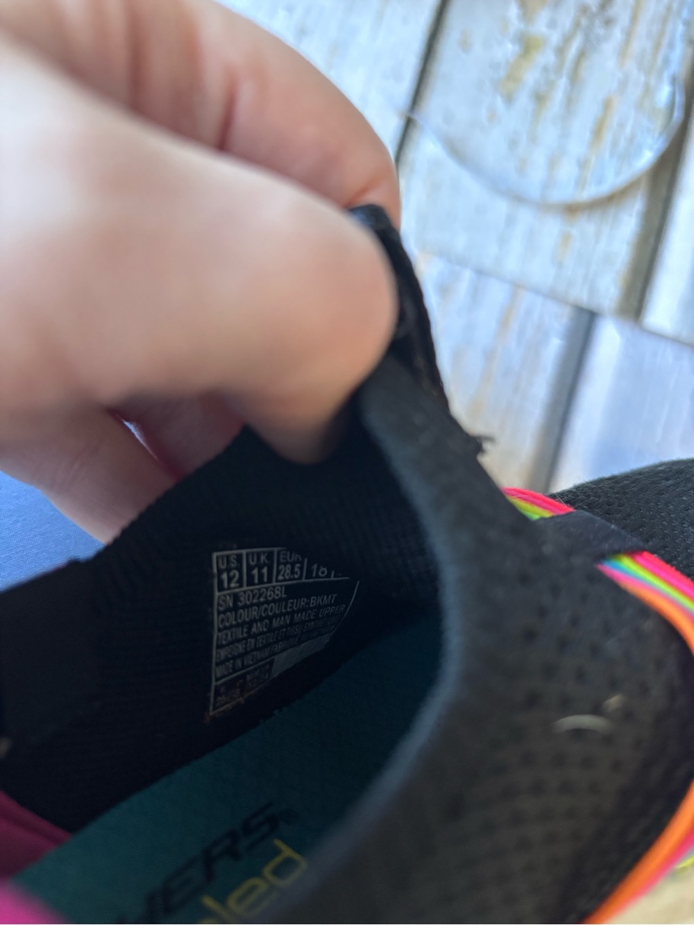 Skechers Kids Black Slip-On Sneakers with Rainbow Straps and Pink Lining - Picture 4 of 6